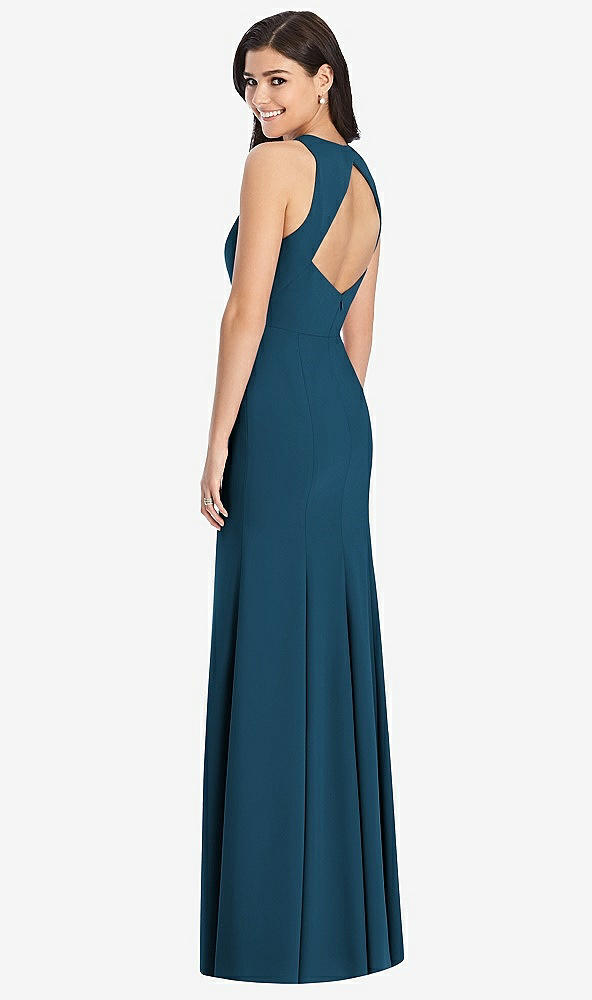 【STYLE: 3029】Diamond Cutout Back Trumpet Gown with Front Slit【COLOR: Atlantic Blue】