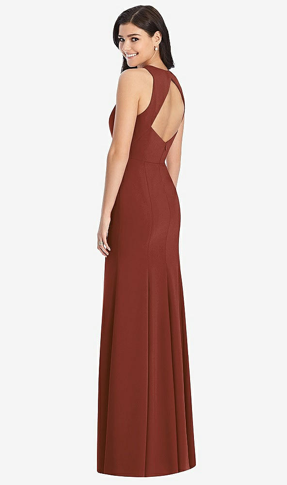 【STYLE: 3029】Diamond Cutout Back Trumpet Gown with Front Slit【COLOR: Auburn Moon】