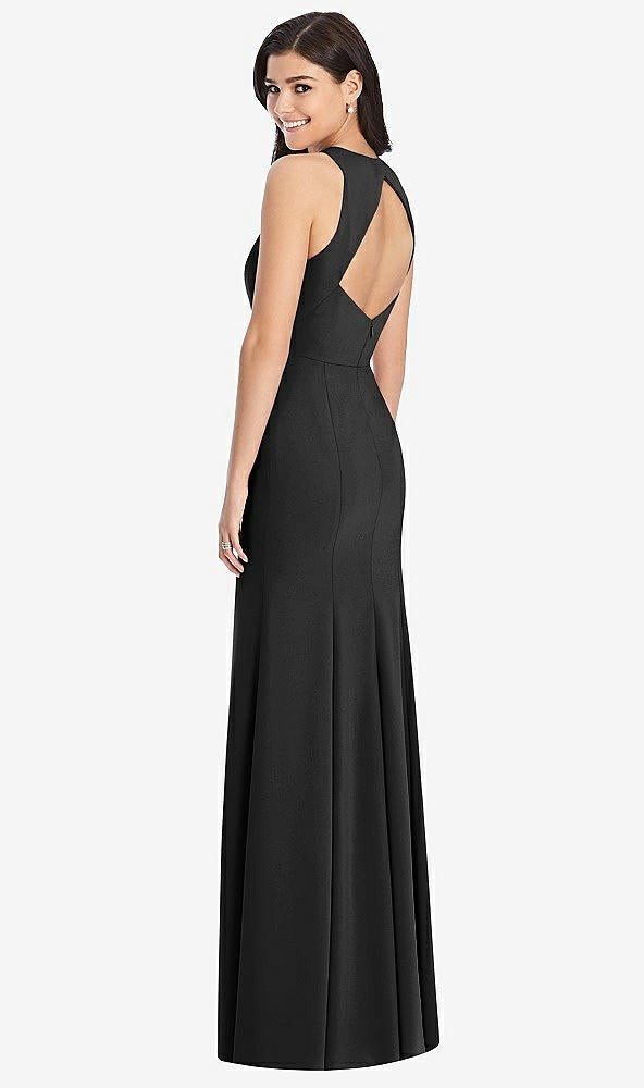 【STYLE: 3029】Diamond Cutout Back Trumpet Gown with Front Slit【COLOR: Black】