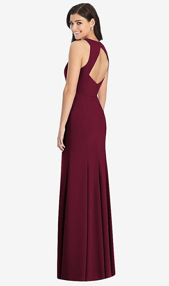 【STYLE: 3029】Diamond Cutout Back Trumpet Gown with Front Slit【COLOR: Cabernet】