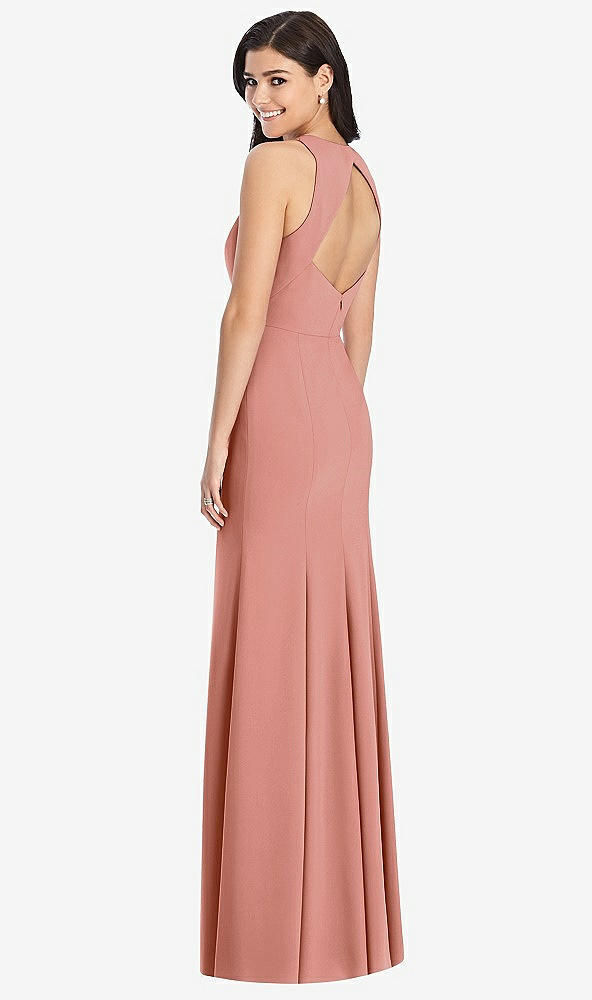 【STYLE: 3029】Diamond Cutout Back Trumpet Gown with Front Slit【COLOR: Desert Rose】