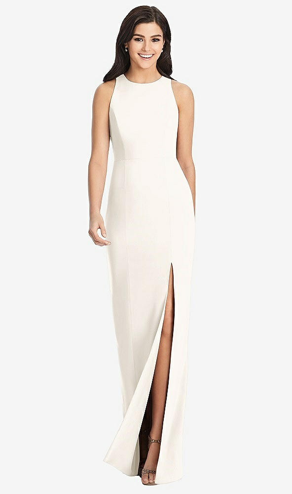 【STYLE: 3029】Diamond Cutout Back Trumpet Gown with Front Slit【COLOR: Ivory】