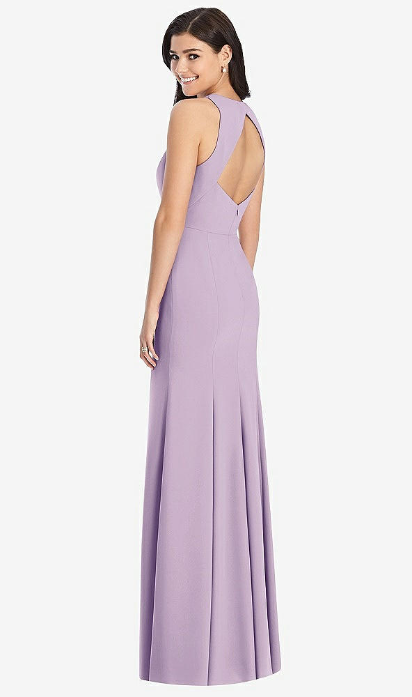 【STYLE: 3029】Diamond Cutout Back Trumpet Gown with Front Slit【COLOR: Pale Purple】