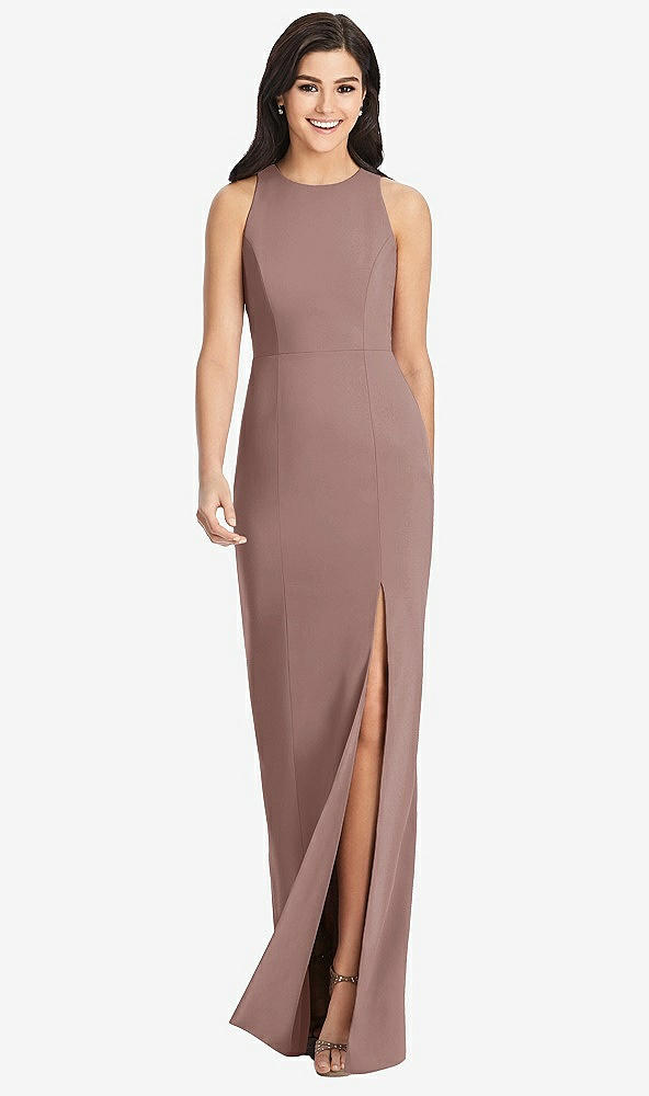 【STYLE: 3029】Diamond Cutout Back Trumpet Gown with Front Slit【COLOR: Sienna】