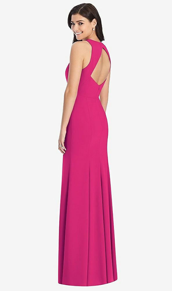 【STYLE: 3029】Diamond Cutout Back Trumpet Gown with Front Slit【COLOR: Think Pink】