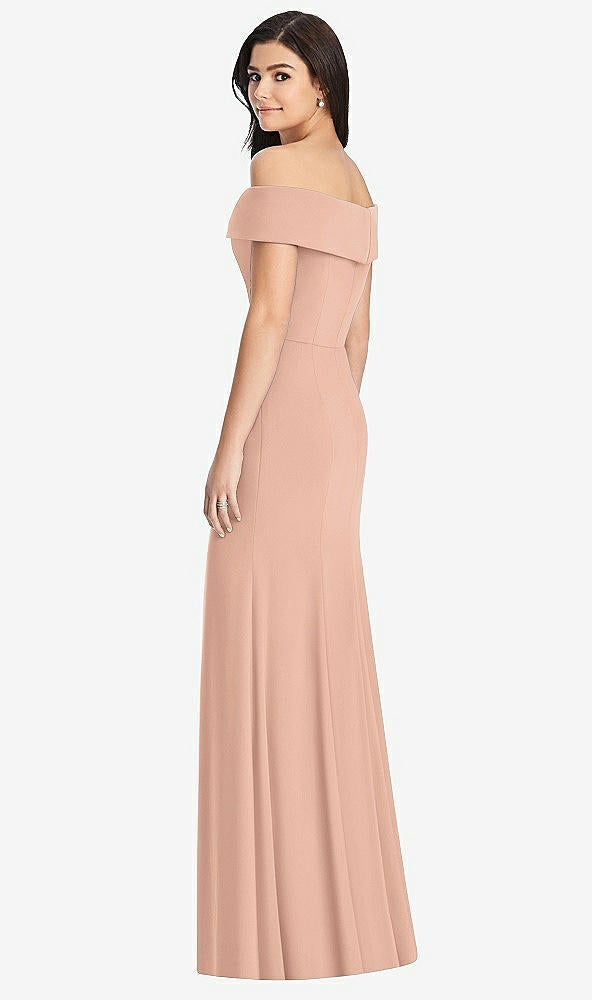 【STYLE: 3030】Cuffed Off-the-Shoulder Trumpet Gown【COLOR: Pale Peach】