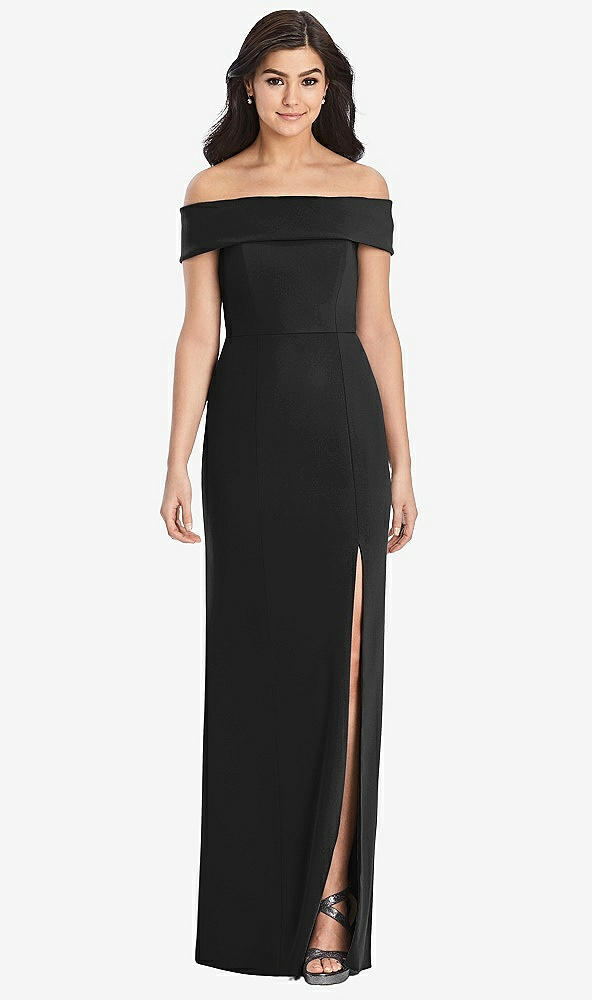 【STYLE: 3030】Cuffed Off-the-Shoulder Trumpet Gown【COLOR: Black】