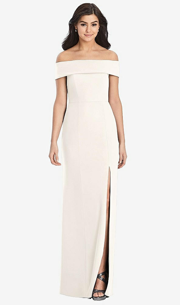 【STYLE: 3030】Cuffed Off-the-Shoulder Trumpet Gown【COLOR: Ivory】
