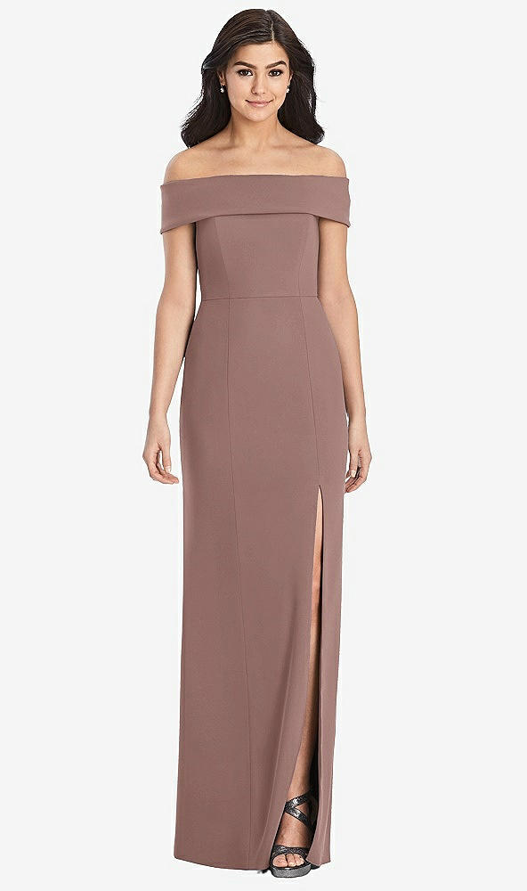 【STYLE: 3030】Cuffed Off-the-Shoulder Trumpet Gown【COLOR: Sienna】