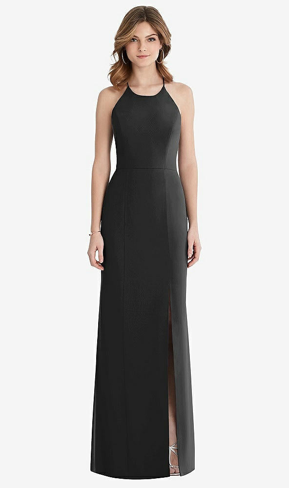 【STYLE: 1512】Criss Cross Open-Back Chiffon Trumpet Gown【COLOR: Black】
