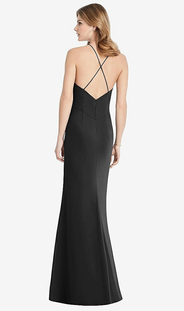 【STYLE: 1512】Criss Cross Open-Back Chiffon Trumpet Gown【COLOR: Black】