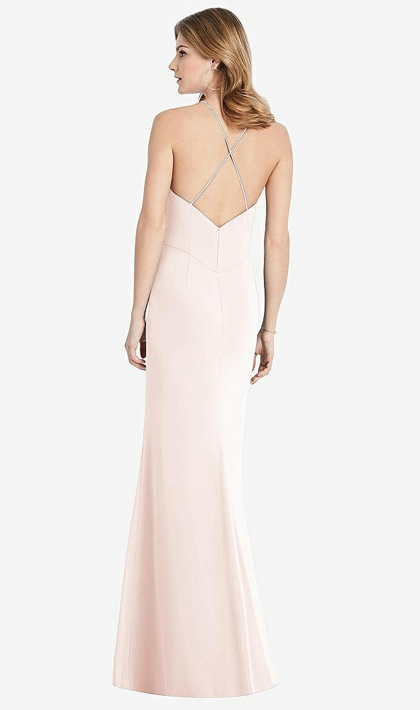 【NEW】【STYLE: 1512】クロス クロス オープンバック シフォン トランペット ガウン【COLOR: Blush】【SIZE: 00-30W】