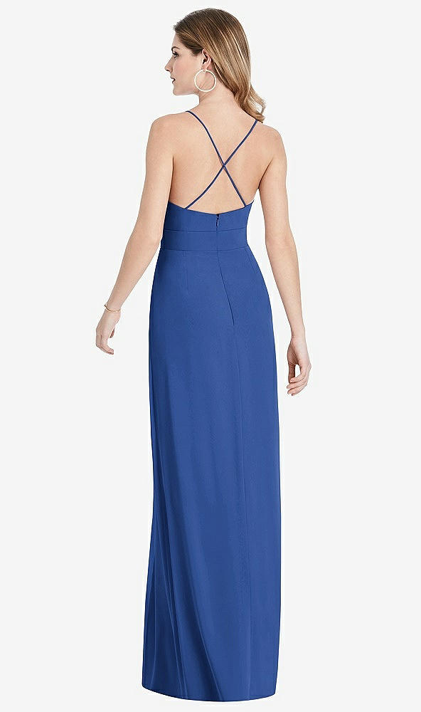【STYLE: 1514】Pleated Skirt Crepe Maxi Dress with Pockets【COLOR: Classic Blue】