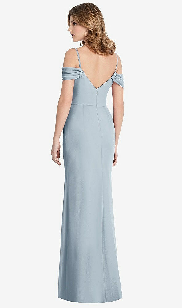 【STYLE: 1517】Off-the-Shoulder Chiffon Trumpet Gown with Front Slit【COLOR: Mist】