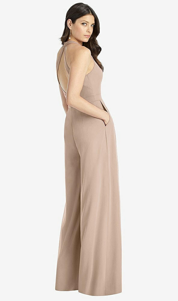 【STYLE: 3046】V-Neck Backless Pleated Front Jumpsuit【COLOR: Topaz】