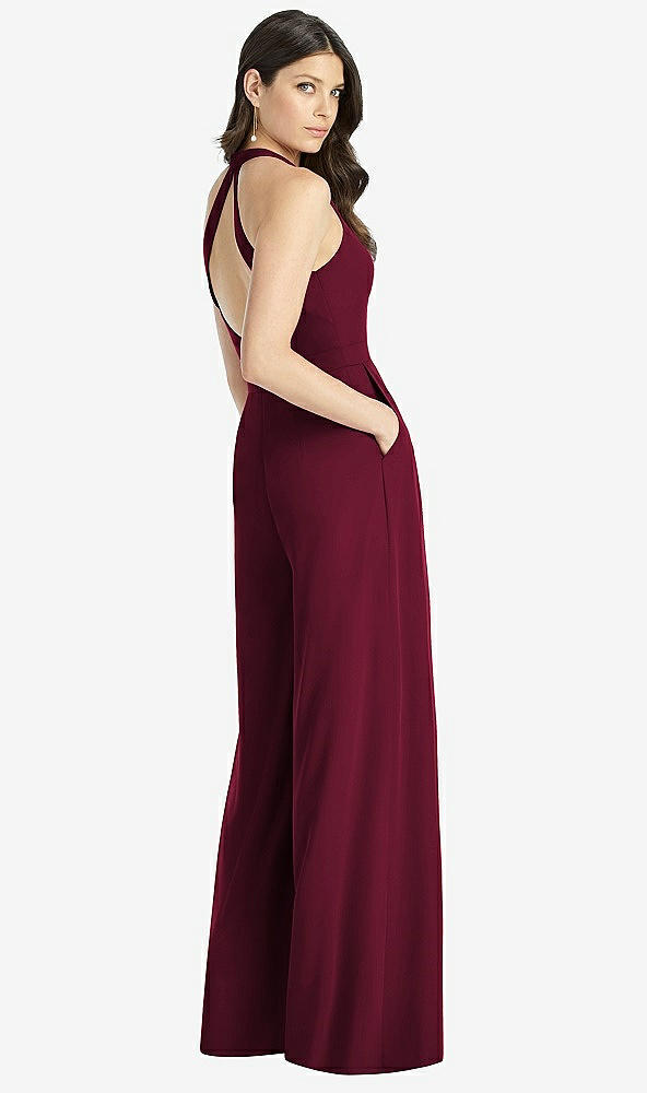 【NEW】【STYLE: 3046】Vネック バックレス プリーツ フロント ジャンプスーツ【COLOR: Cabernet】【SIZE: 00-30W】