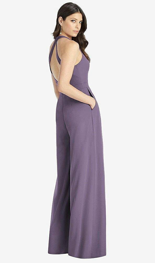 【STYLE: 3046】V-Neck Backless Pleated Front Jumpsuit【COLOR: Lavender】