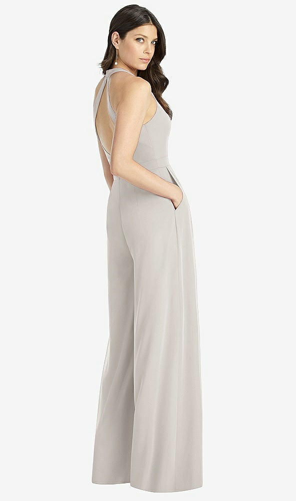【STYLE: 3046】V-Neck Backless Pleated Front Jumpsuit【COLOR: Oyster】