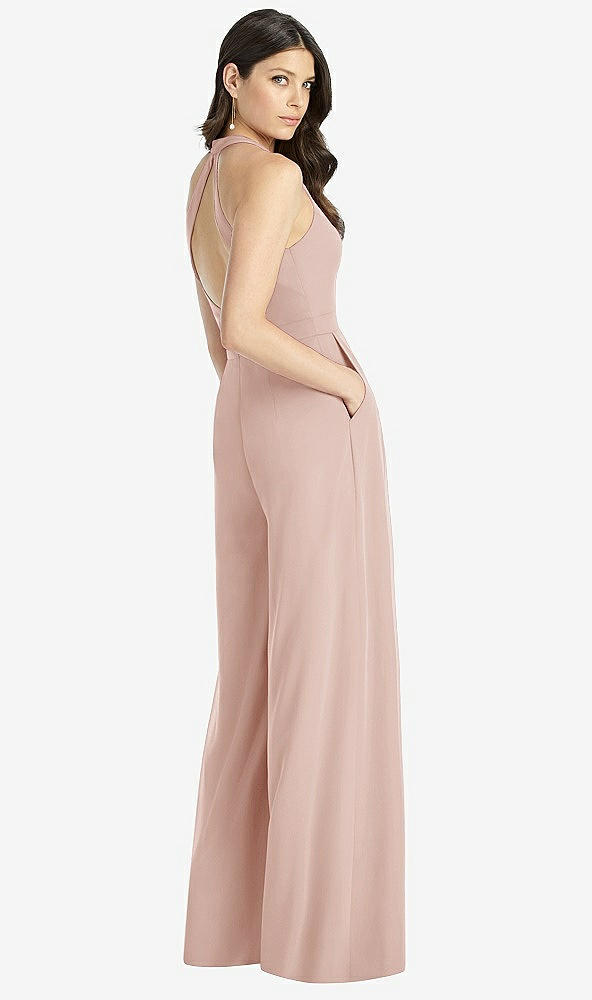 【STYLE: 3046】V-Neck Backless Pleated Front Jumpsuit【COLOR: Toasted Sugar】