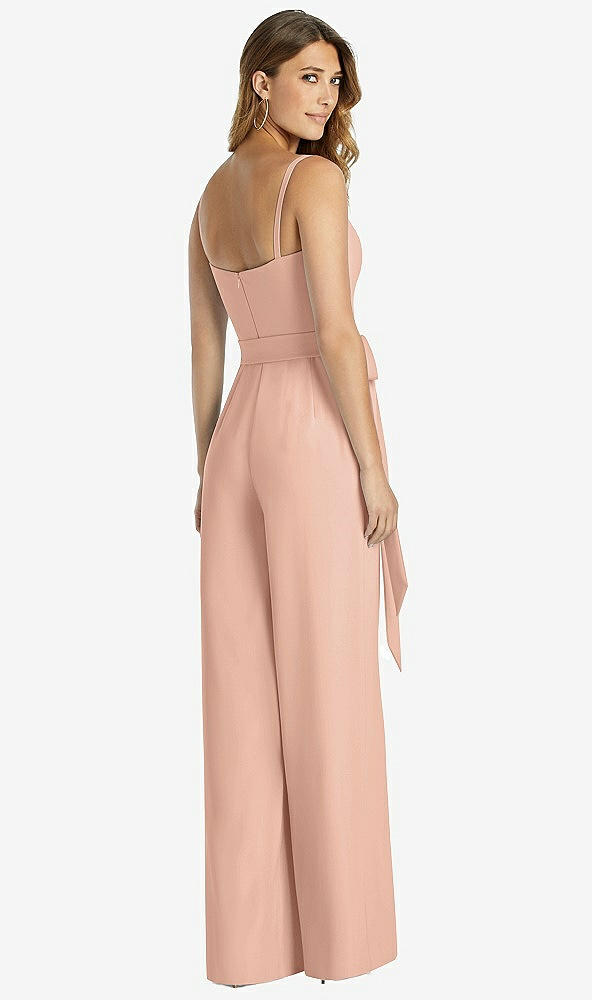 【STYLE: 3045】Spaghetti Strap Crepe Jumpsuit with Sash - Alana 【COLOR: Pale Peach】