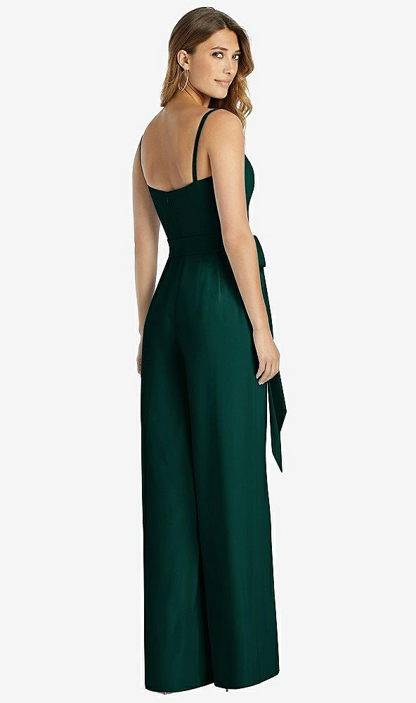 【NEW】【STYLE: 3045】Spaghetti ストラップ クレープ ジャンプスーツ sash アラナ 【COLOR: Evergreen】【SIZE: 00-30W】