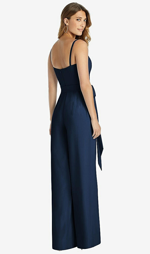 【STYLE: 3045】Spaghetti Strap Crepe Jumpsuit with Sash - Alana 【COLOR: Midnight Navy】