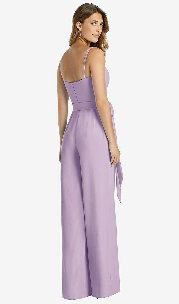 【STYLE: 3045】Spaghetti Strap Crepe Jumpsuit with Sash - Alana 【COLOR: Pale Purple】
