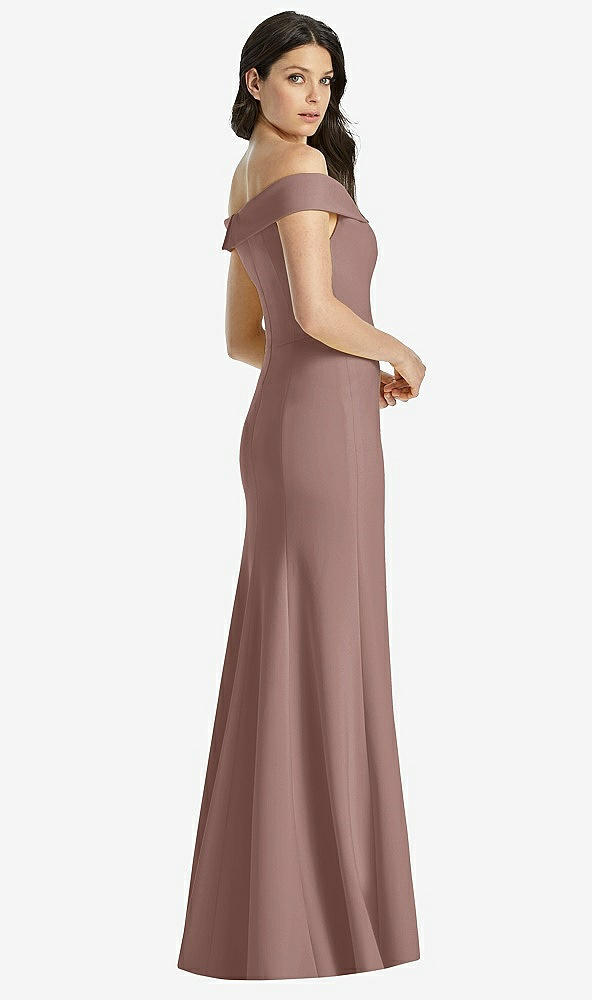 【STYLE: 3038】Off-the-Shoulder Notch Trumpet Gown with Front Slit【COLOR: Sienna】