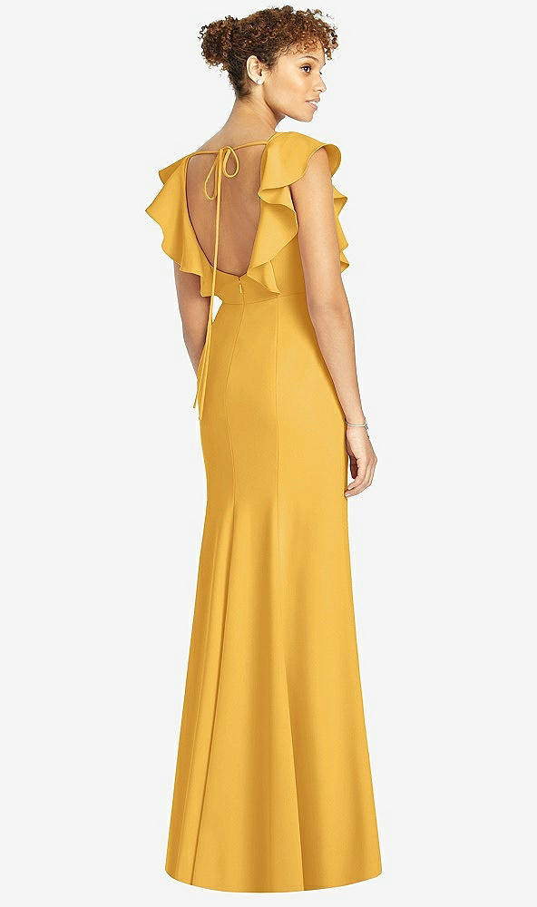 【STYLE: 4539】Ruffle Cap Sleeve Open-back Trumpet Gown【COLOR: NYC Yellow】