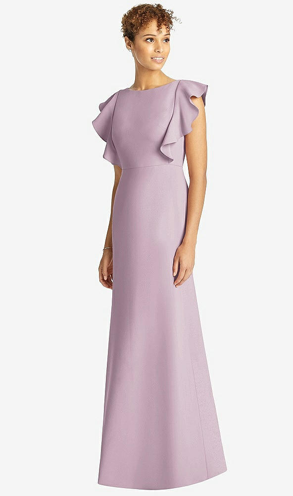 【STYLE: 4539】Ruffle Cap Sleeve Open-back Trumpet Gown【COLOR: Suede Rose】