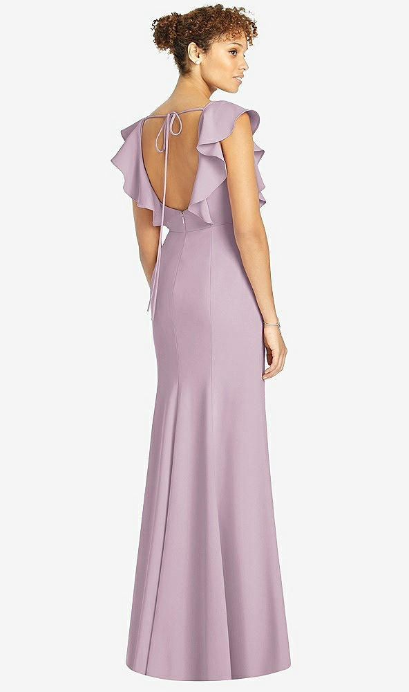 【STYLE: 4539】Ruffle Cap Sleeve Open-back Trumpet Gown【COLOR: Suede Rose】