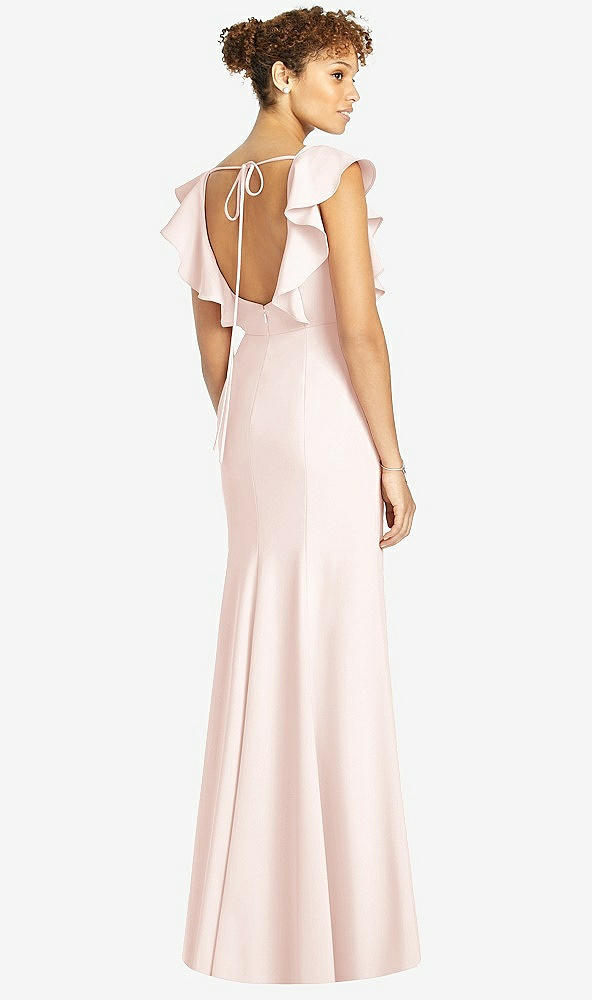 【STYLE: 4539】Ruffle Cap Sleeve Open-back Trumpet Gown【COLOR: Blush】