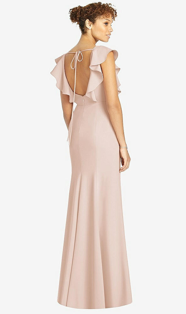 【STYLE: 4539】Ruffle Cap Sleeve Open-back Trumpet Gown【COLOR: Cameo】