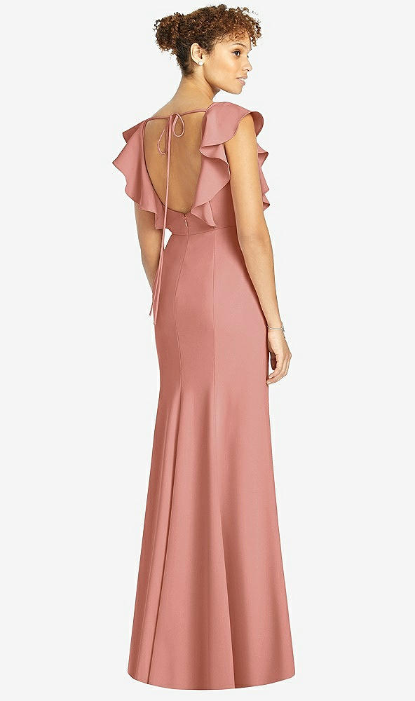 【STYLE: 4539】Ruffle Cap Sleeve Open-back Trumpet Gown【COLOR: Desert Rose】