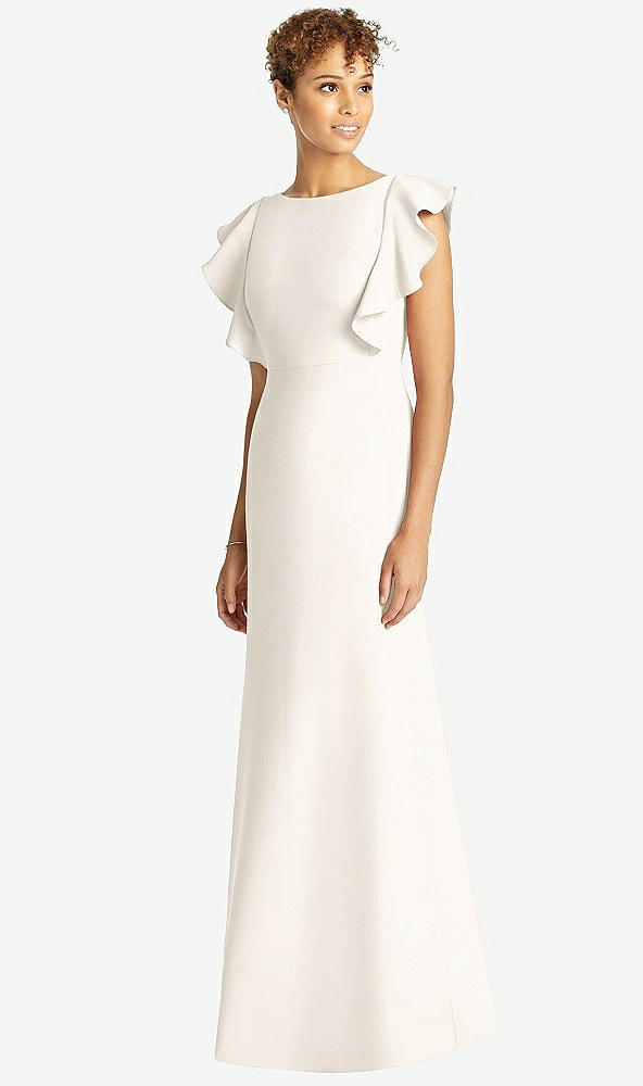 【STYLE: 4539】Ruffle Cap Sleeve Open-back Trumpet Gown【COLOR: Ivory】