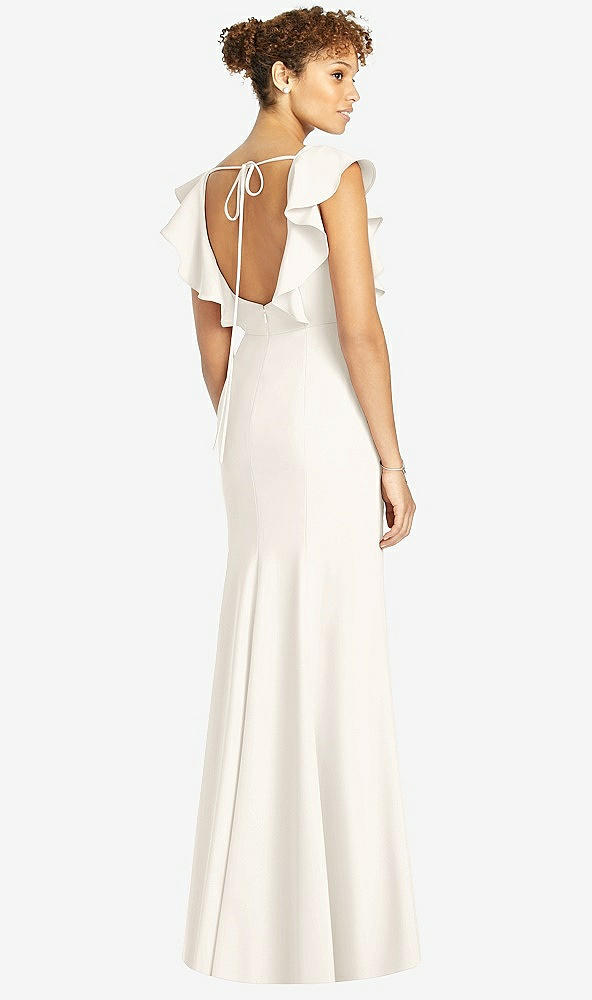【STYLE: 4539】Ruffle Cap Sleeve Open-back Trumpet Gown【COLOR: Ivory】