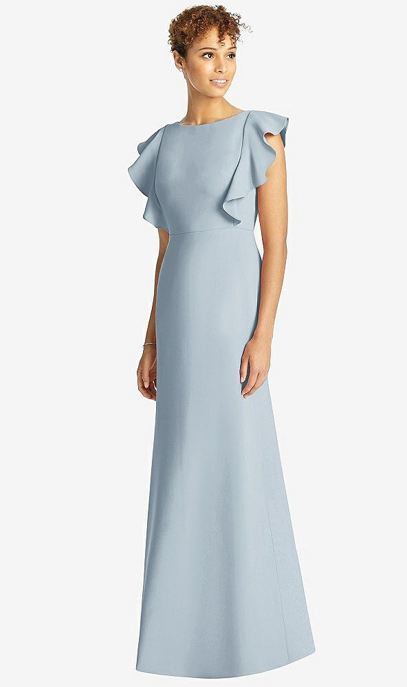 【STYLE: 4539】Ruffle Cap Sleeve Open-back Trumpet Gown【COLOR: Mist】
