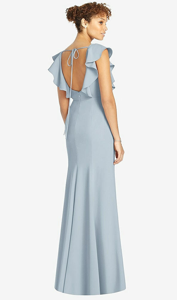 【STYLE: 4539】Ruffle Cap Sleeve Open-back Trumpet Gown【COLOR: Mist】