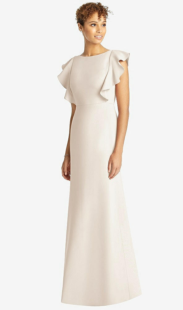 【STYLE: 4539】Ruffle Cap Sleeve Open-back Trumpet Gown【COLOR: Oat】