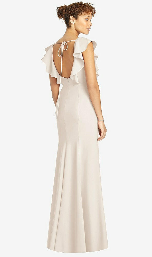 【STYLE: 4539】Ruffle Cap Sleeve Open-back Trumpet Gown【COLOR: Oat】
