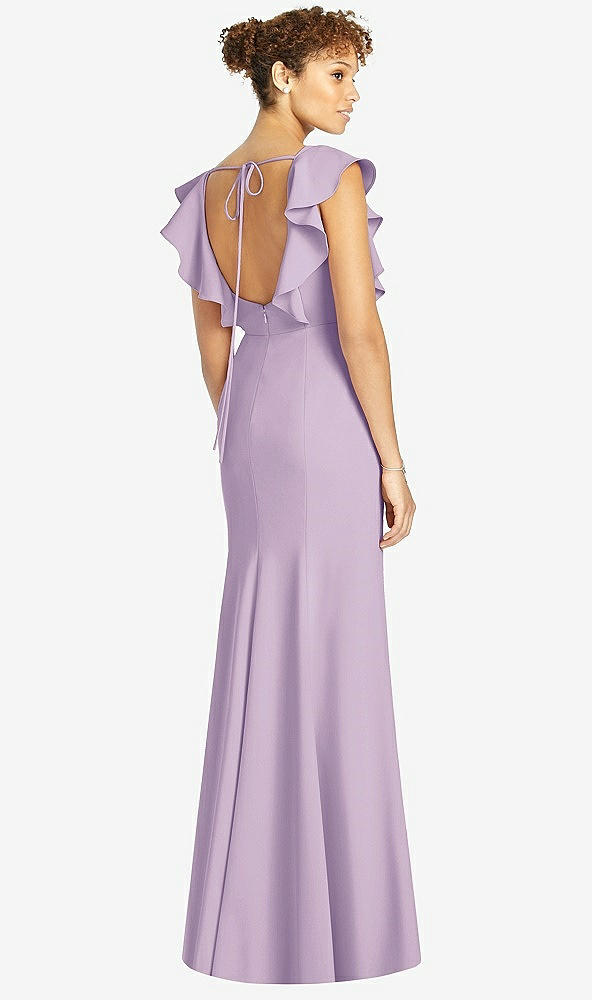 【STYLE: 4539】Ruffle Cap Sleeve Open-back Trumpet Gown【COLOR: Pale Purple】