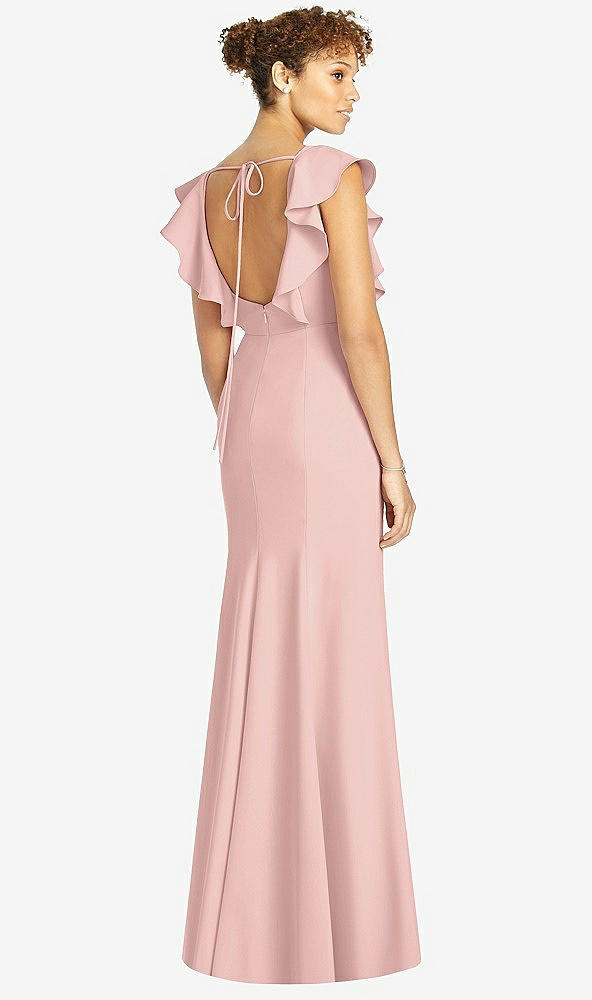 【STYLE: 4539】Ruffle Cap Sleeve Open-back Trumpet Gown【COLOR: Rose - PANTONE Rose Quartz】