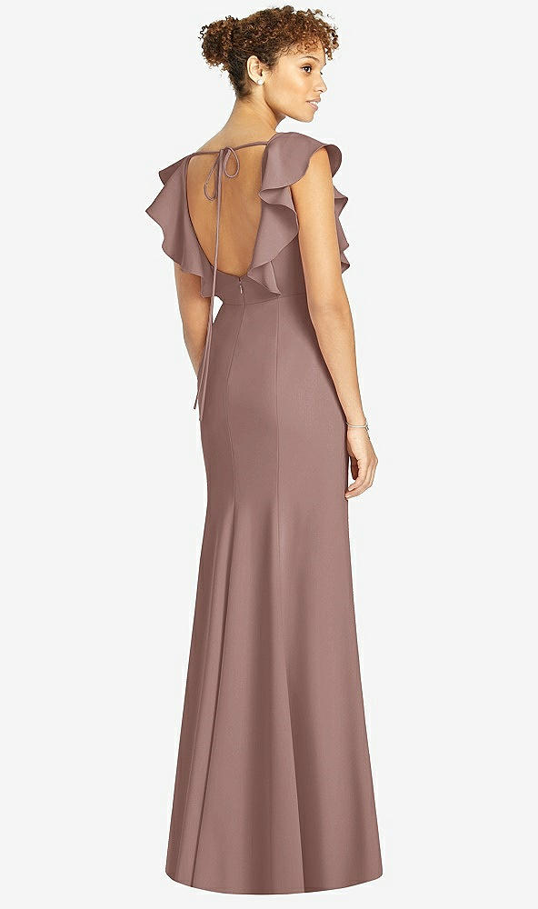 【STYLE: 4539】Ruffle Cap Sleeve Open-back Trumpet Gown【COLOR: Sienna】