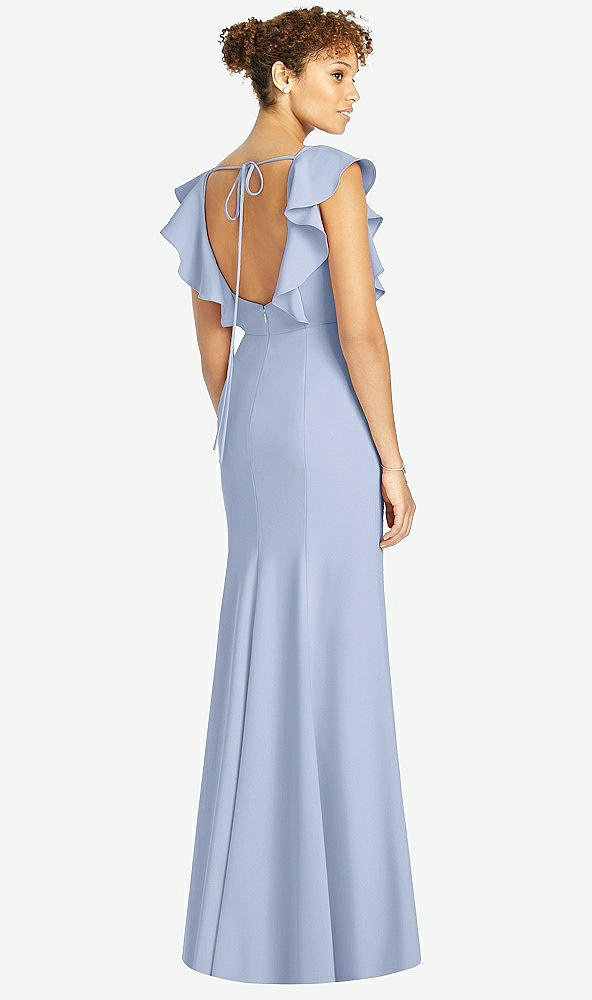 【STYLE: 4539】Ruffle Cap Sleeve Open-back Trumpet Gown【COLOR: Sky Blue】