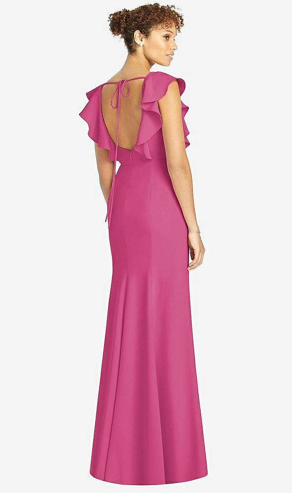 【STYLE: 4539】Ruffle Cap Sleeve Open-back Trumpet Gown【COLOR: Tea Rose】