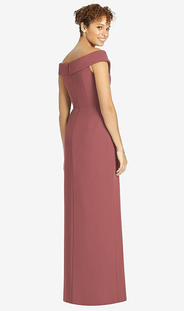 【STYLE: 4540】Cuffed Off-the-Shoulder Faux Wrap Maxi Dress with Front Slit【COLOR: English Rose】