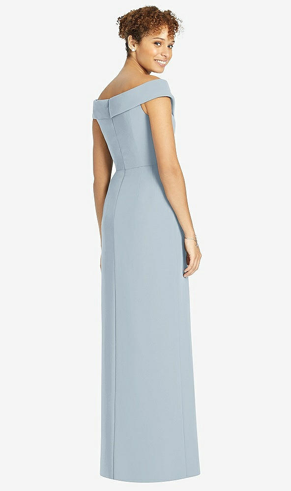 【STYLE: 4540】Cuffed Off-the-Shoulder Faux Wrap Maxi Dress with Front Slit【COLOR: Mist】