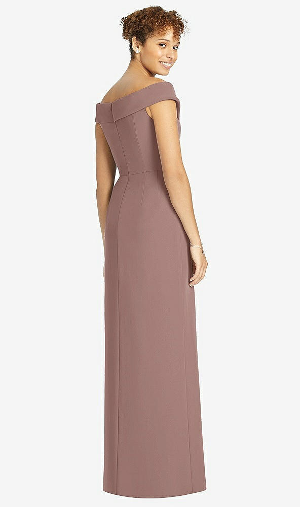 【STYLE: 4540】Cuffed Off-the-Shoulder Faux Wrap Maxi Dress with Front Slit【COLOR: Sienna】