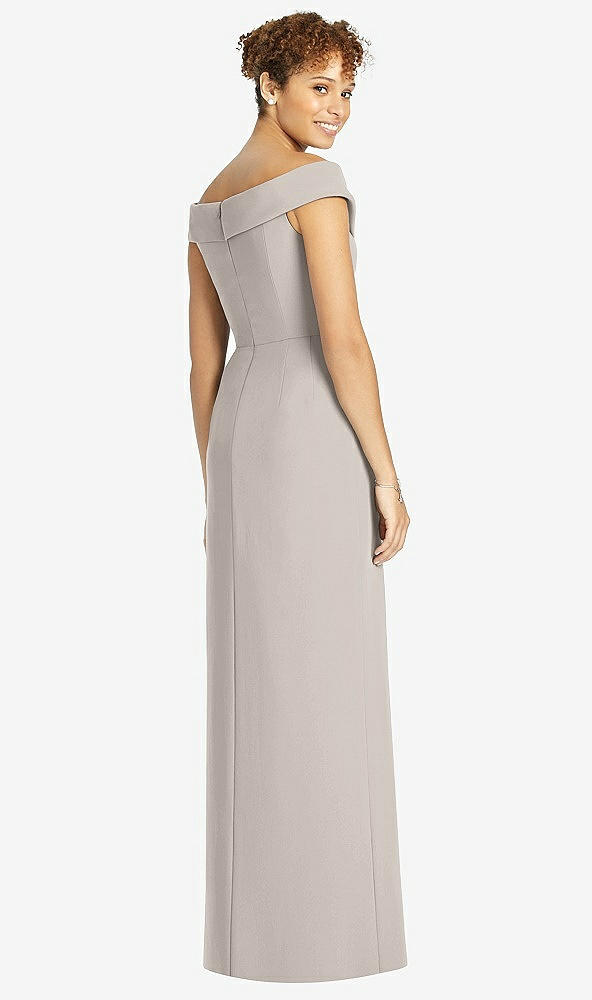 【STYLE: 4540】Cuffed Off-the-Shoulder Faux Wrap Maxi Dress with Front Slit【COLOR: Taupe】