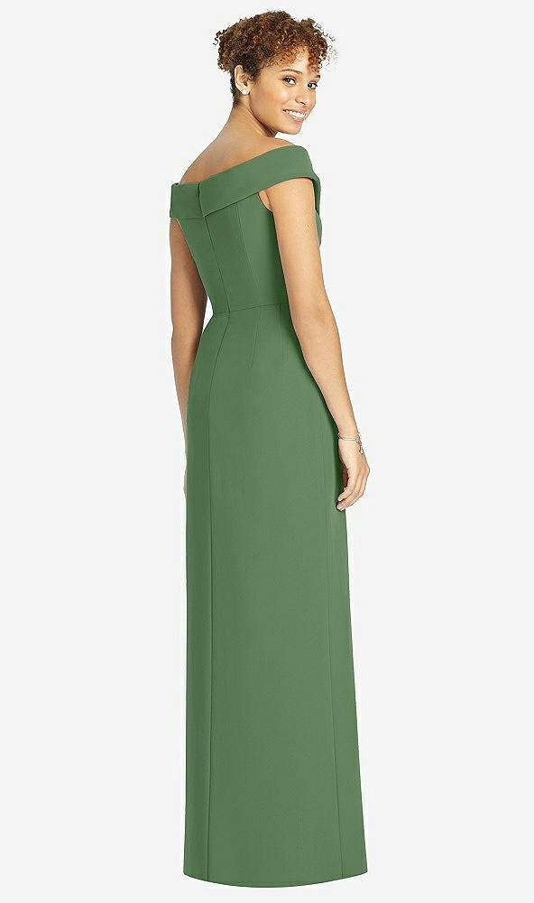 【STYLE: 4540】Cuffed Off-the-Shoulder Faux Wrap Maxi Dress with Front Slit【COLOR: Vineyard Green】